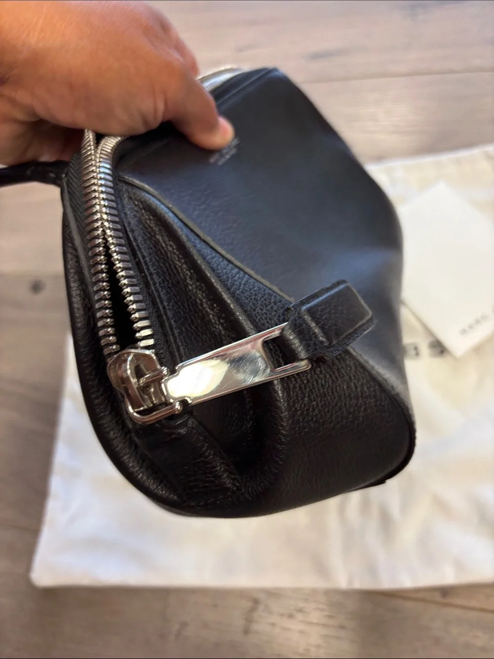 Marc Jacobs Black Pebbled  clutch Wrist Strap